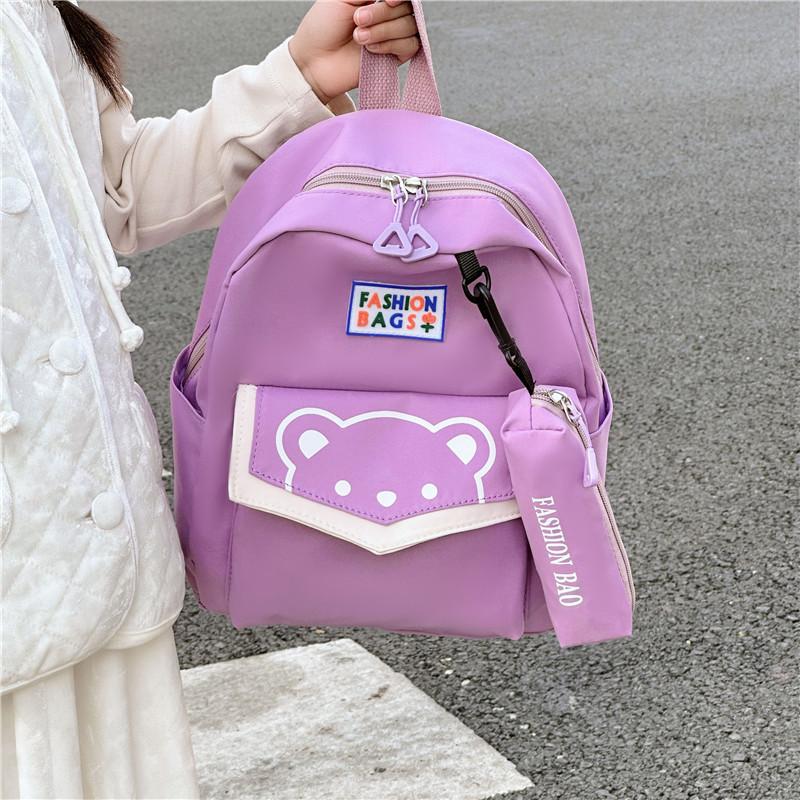 Cute Bear Design Kids Backpack For Toddlers Preschoolers Nylon Lightweight School Bag
