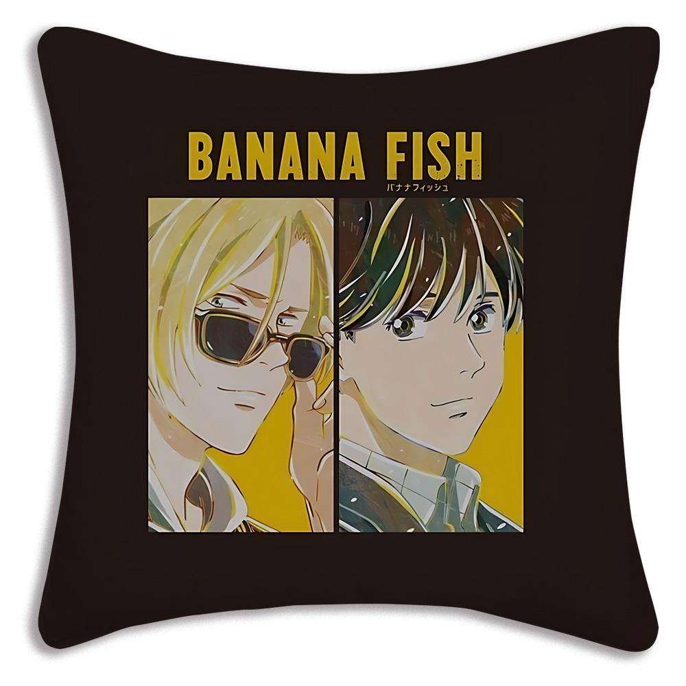 Anime Bananas F-Fish Pillow Covers Cartoon Sofa Decorative Home Double-sided Printing Short Plush Cute Cushion Cover