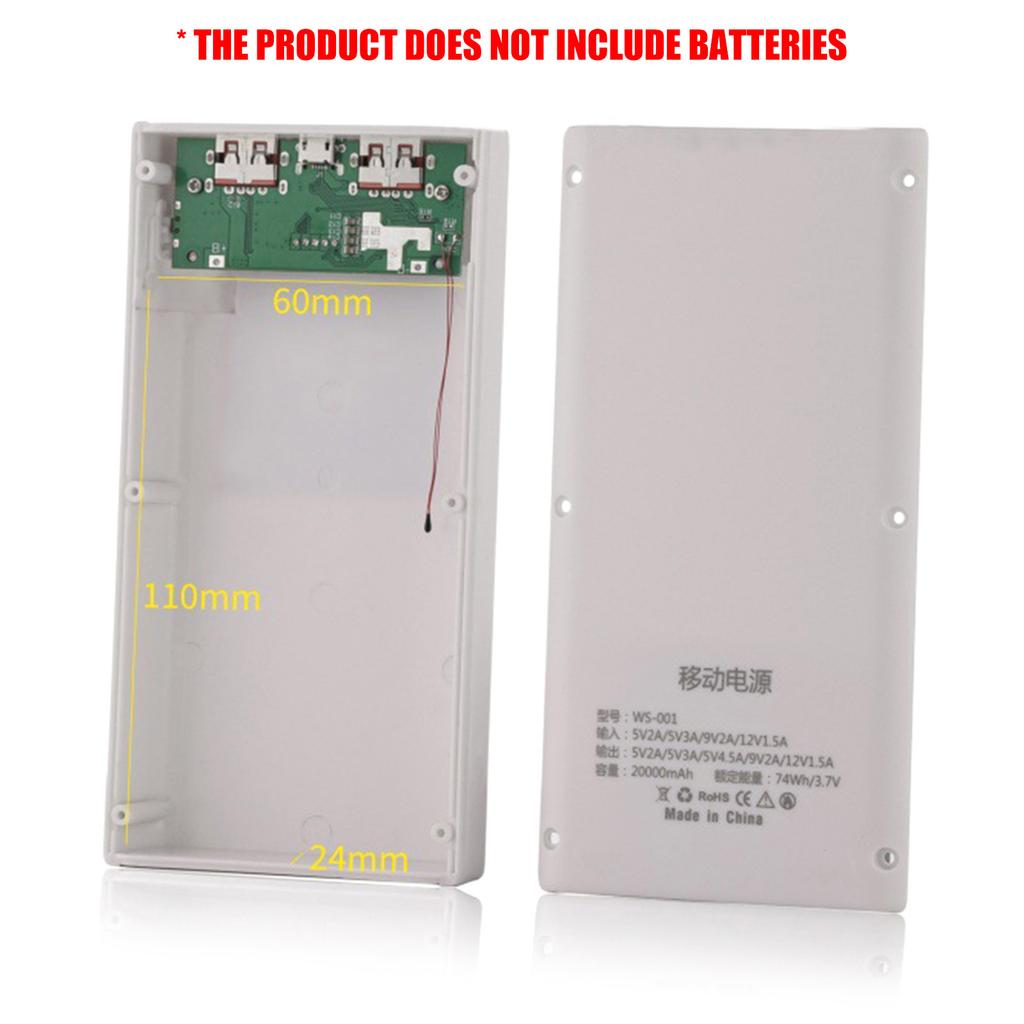PowerBanks Casing Kit 20000mAh Mobile Chargers Builts in Cable PD22.5W Quick Charging LCD Display Shell