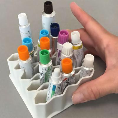 32-Slot Ointment Organizer Medicine Storage Compartments, Multi-Use Holder for Medicine Cabinet Wall, Countertop, Vanity, Drawer, Makeup Tools