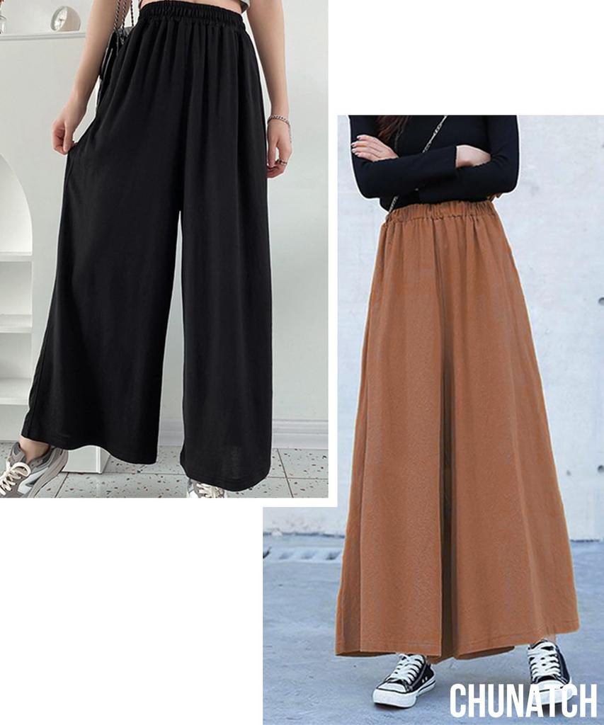 Wide pants for comfortable wide elastic tapered loose slimming room long all easy to move flare [Tunatch] women, loose, long, pants, bottoms, casual,