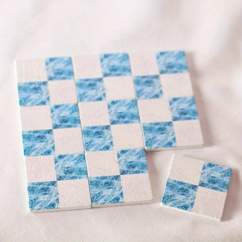 Doll House Furniture 9Pcs Miniature Mosaic Floor Tile Sheet Miniature Flooring Simulation Small Doll House Accessories