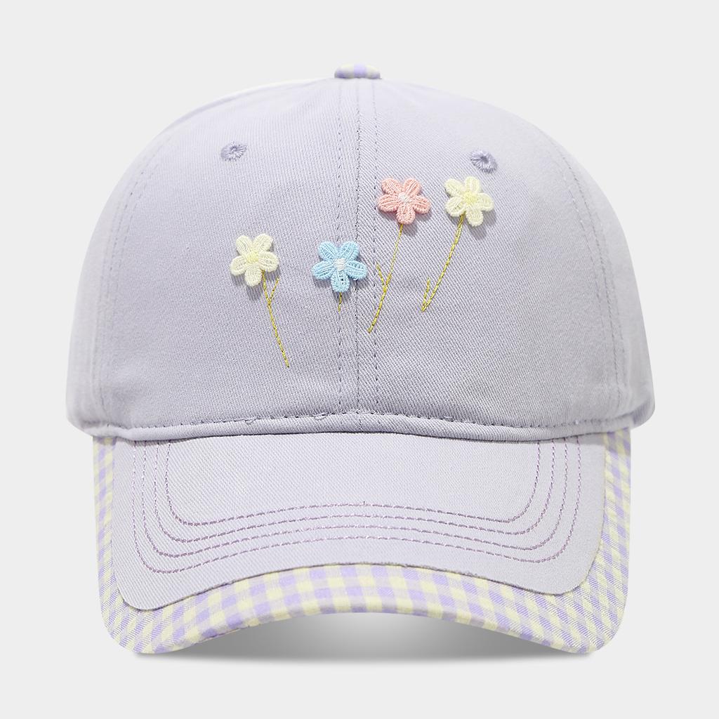 Ins Small Fresh and Sweet Plaid Small Flower Cap Women's Outdoor Travel Casual Versatile Sun Hat Trendy Baseball Cap