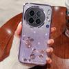 KADEM For vivo X90 Pro 5G Rhinestone Decor Flower Pattern Soft TPU Back Cover Gradient Glitter Powder Protective Case