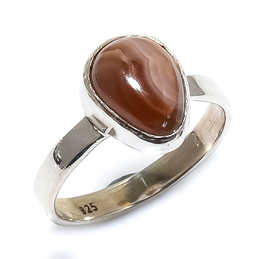 Pierre Gemme Rhodochrosite Naturelle Argent Sterling Massif 925 Bijou Bague T.5.5 z9e46