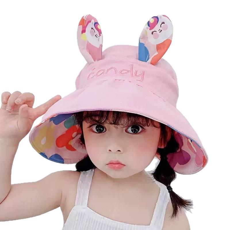 Girls' Double-Sided Wide-Brim UV Protection Summer Sun Hat