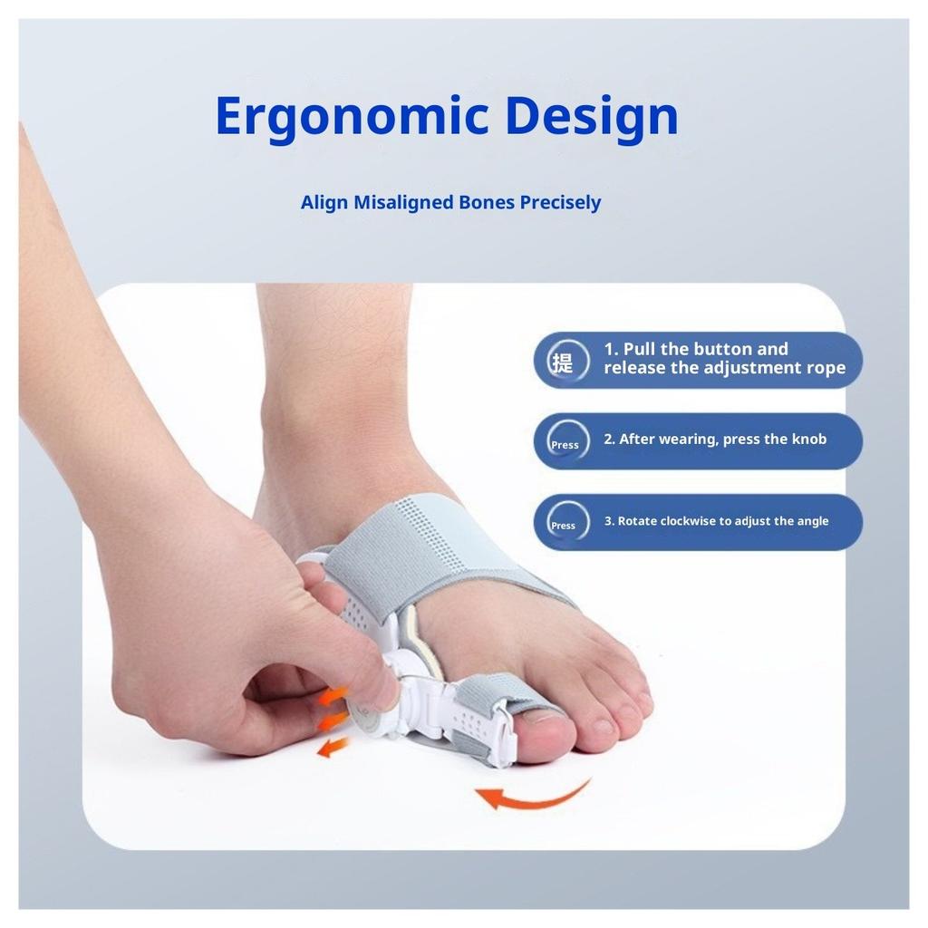 Korektor vbočeného palce Nastavitelný knoflík Oddělovač prstů palce Velikost pro muže i ženy Korektor překrývajících se kostí palce