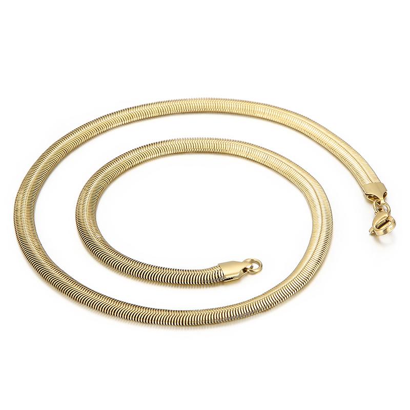 Four-color 6/8mm Chunky Braided Snake Chain Trend Stainless Steel Men Ladies Choker Flat Link Fashion Accessories