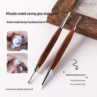 Dual-Ended Silicone Nail Art Pen for Carving, Mixing, Embossing, and Applying Magic Mirror Powder