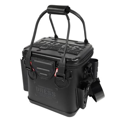 DRESS Fishing Bucket with Micro Mesh Pocket Stealth Black 12L Rod Holder EVA Multifunctional Waterproof Storage Container Tackle Bag