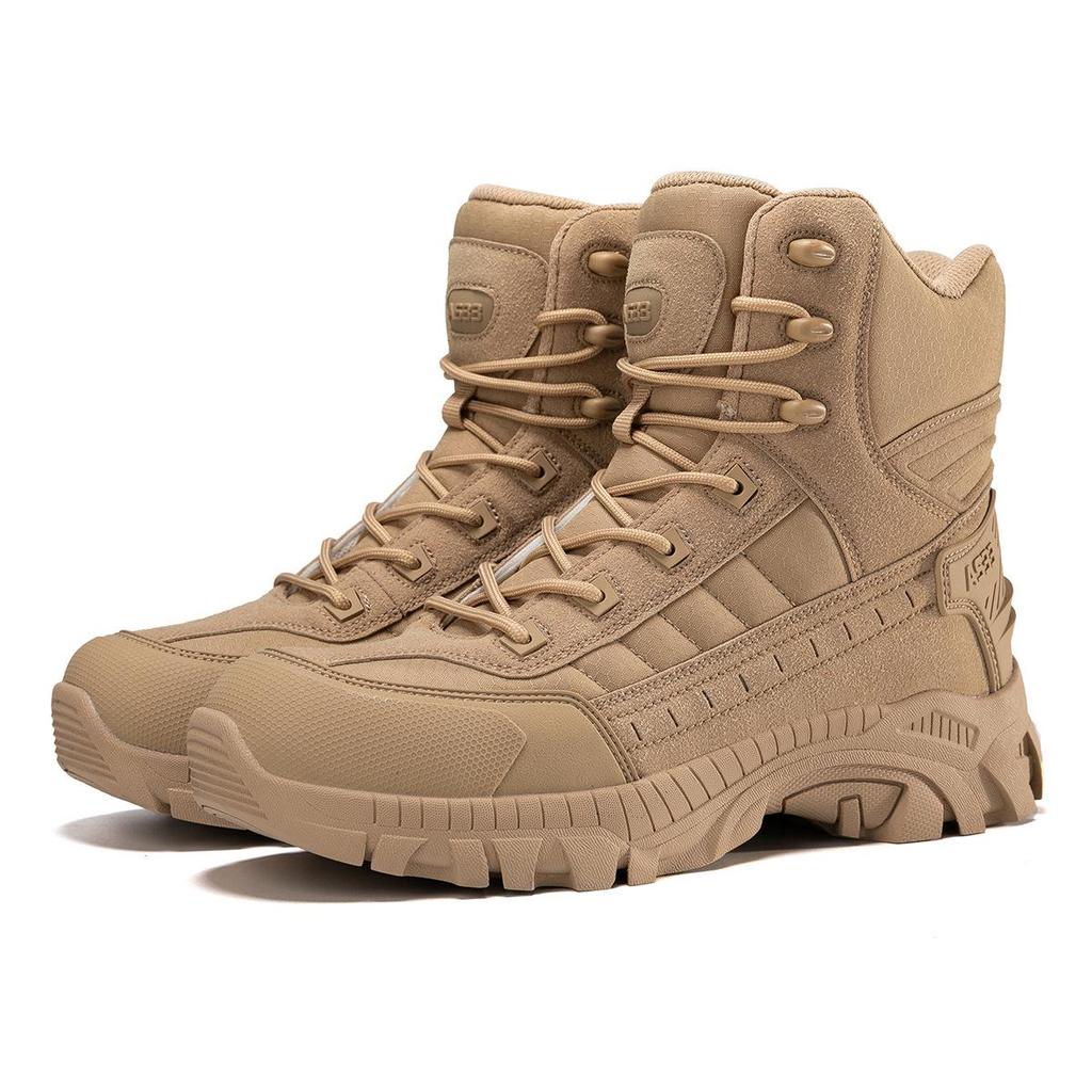 Men's Large Military-Style Outdoor Hiking Boots - Wear-Resistant, Anti-Kick, Ideal for Camping and Sports.
