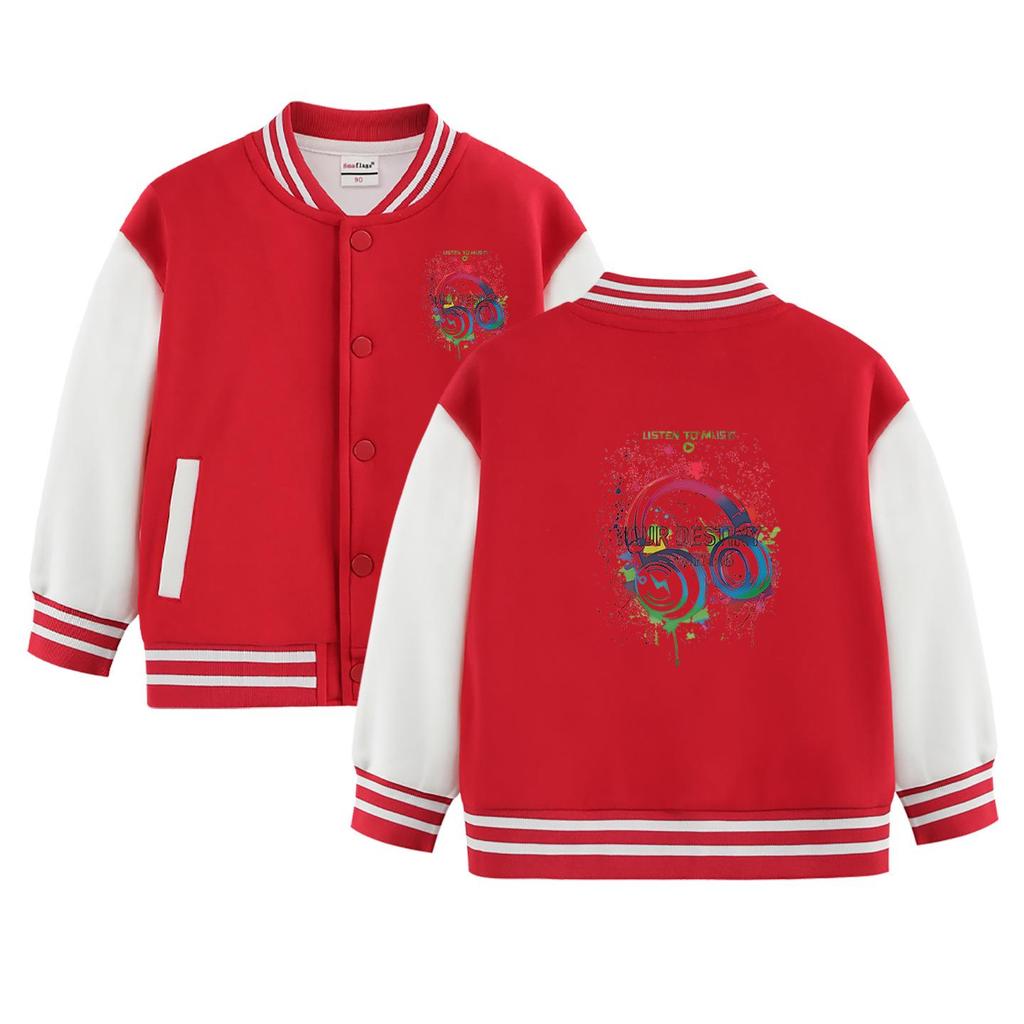 Boys' 2026 Autumn/Winter Fleece Baseball Jacket - Versatile Trendy Top for Big Kids