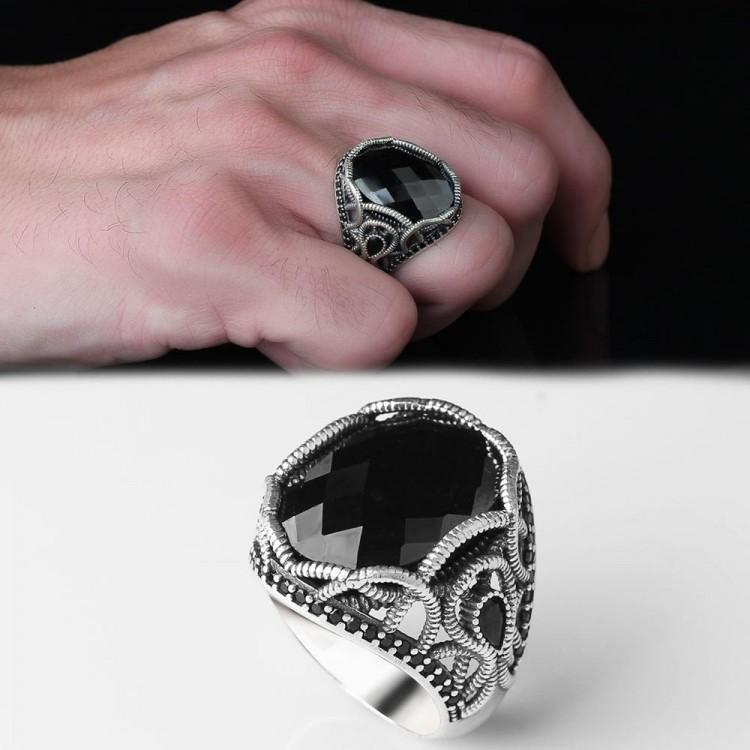 

Мужское кольцо из стерлингового серебра 925 пробы с цирконом, модное кольцо, подарочное кольцо, отмеченное наградами кольцо за дизайн, кольцо ручной работы 9