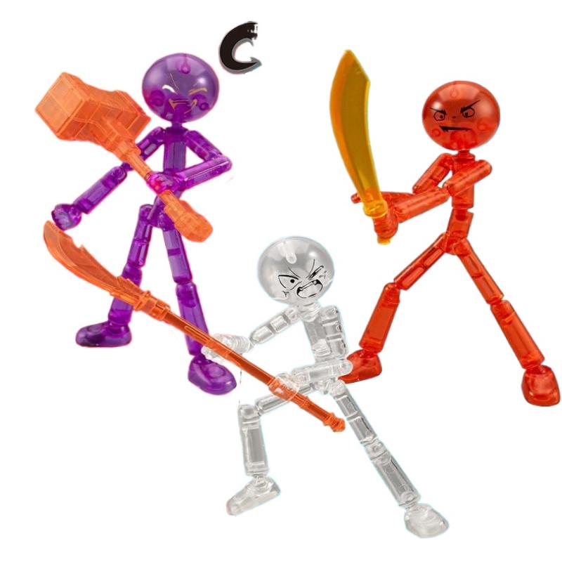 1 Set Novelty Action Figure Stickman Assembled Robot Movable 3d Printing Mannequin Multi-jointed Stickman Toy