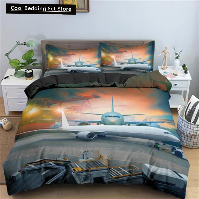 3D Airplane Printed Bedding Set Kids Adults 2/3pcs Duvet Cover With Pillowcase Comforter Bedding Quilt Cover Luxury Bedding Set