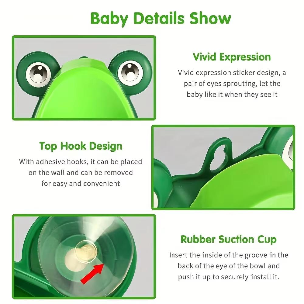 Niedliches Frosch-Trainingsurinal Jungen Wandmontiertes Urinal Froschform Jungen Vertikales Urinal Töpfchen Jungen Stehend Vertikales Pipi-Urinal Trainer