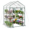 Walk-in Greenhouse, 137 X 137 X 196 Cm Greenhouse for Outdoors with PVC Cover, 2 Tiers 10 Shelves, Roll-Up Zipper Door, Walk In Green House