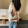 Striped Straw Bag Women's Large Capacity Shoulder Crossbody Bag Beach Bag