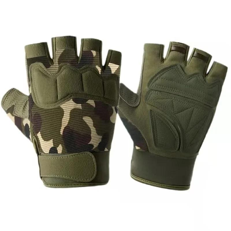Children's Half-finger Gloves Anti-slip Wear Training Protection Riding Sports 8-15 Years Old Military Fan Gloves