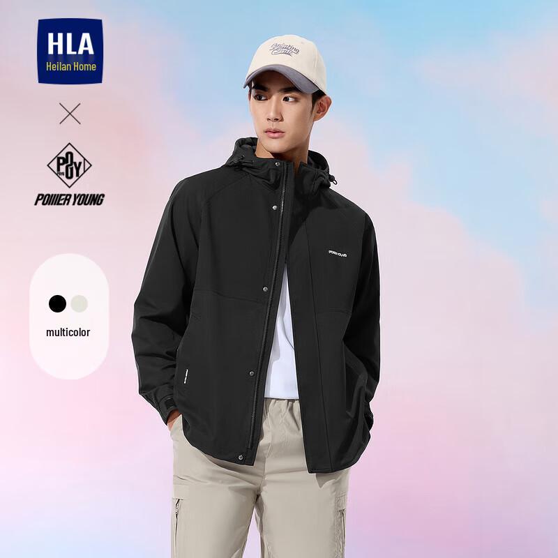 HLA Men's 25POWER YOUNG Drawstring Hooded Embroidered Jacket