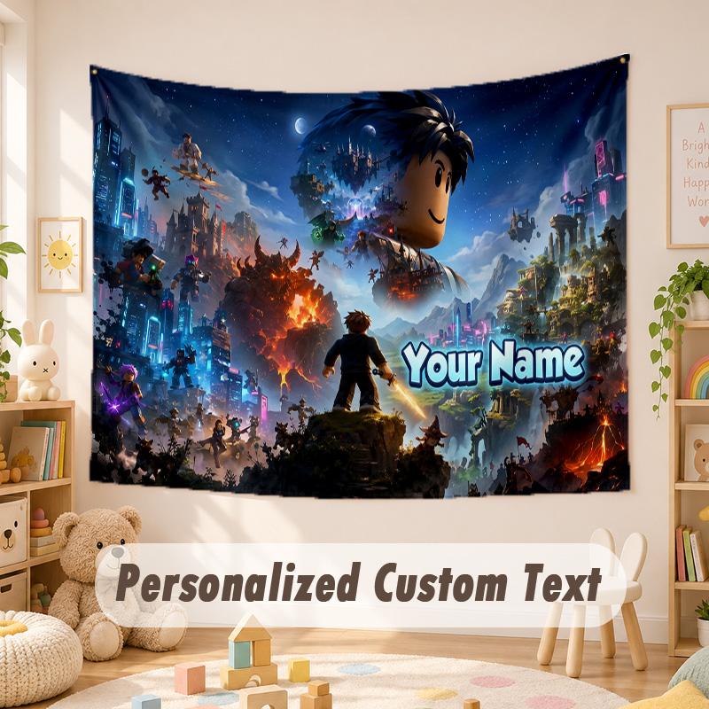 Custom Name Text Tapestry,Roblox Boho Wall Hanging, Decorative Backdrop Tapestry For Room
