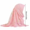 1Pc Headscarf with Flower Girls Hijab Scarf Beautiful Ice Silk Kids Solid Color Children Headwear Muslim