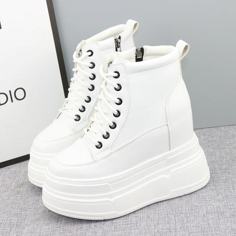 Fashion 13CM Spring Autumn Ankle Boots Women Platform Cushioned Wedge High Brand Chunky Sneakers Fashion Shoes