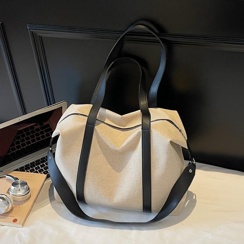 Large Capacity Canvas Tote Bag Women Stylish Shoulder Crossbody Travel With Zipper Phone Pocket