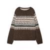 Vintage Style Casual Knit Sweater Long Sleeve Crewneck Jacquard Loose Fit Streetwear Men Women