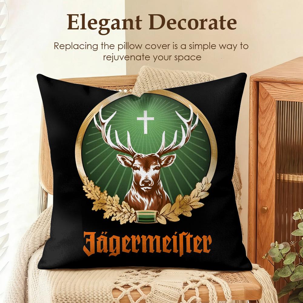 Fashion JJaegermeisterS Cushion Cover Natural Linen Organic Fabric DoubleSided Printing Sofa Home Decor Gift Pillow Case