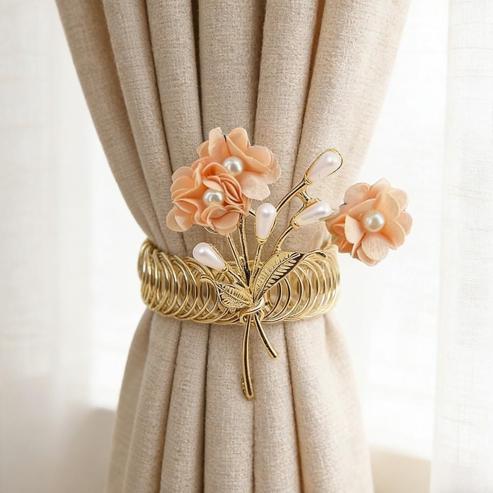 1PC Simple Spring Coil Flower Curtain Tiebacks Metal Decorative Window Curtain Buckles Elegant Curtain Holdback Home Decor
