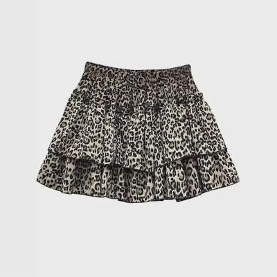 Leopard Print High-Waist Ruffled Skirt - Summer 2024 Women's Pleated Short Skirt with Elastic Waist