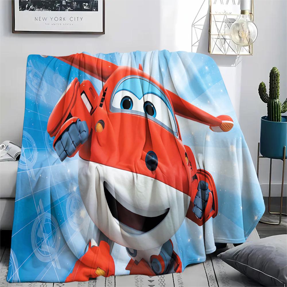 1 ks Flísová deka s potiskem Super Wings, Vysoce kvalitní, Pohodlná pro všechna roční období, Domácí dekorace, Teplo a pohodlí, Perfektní jako vánoční dárky