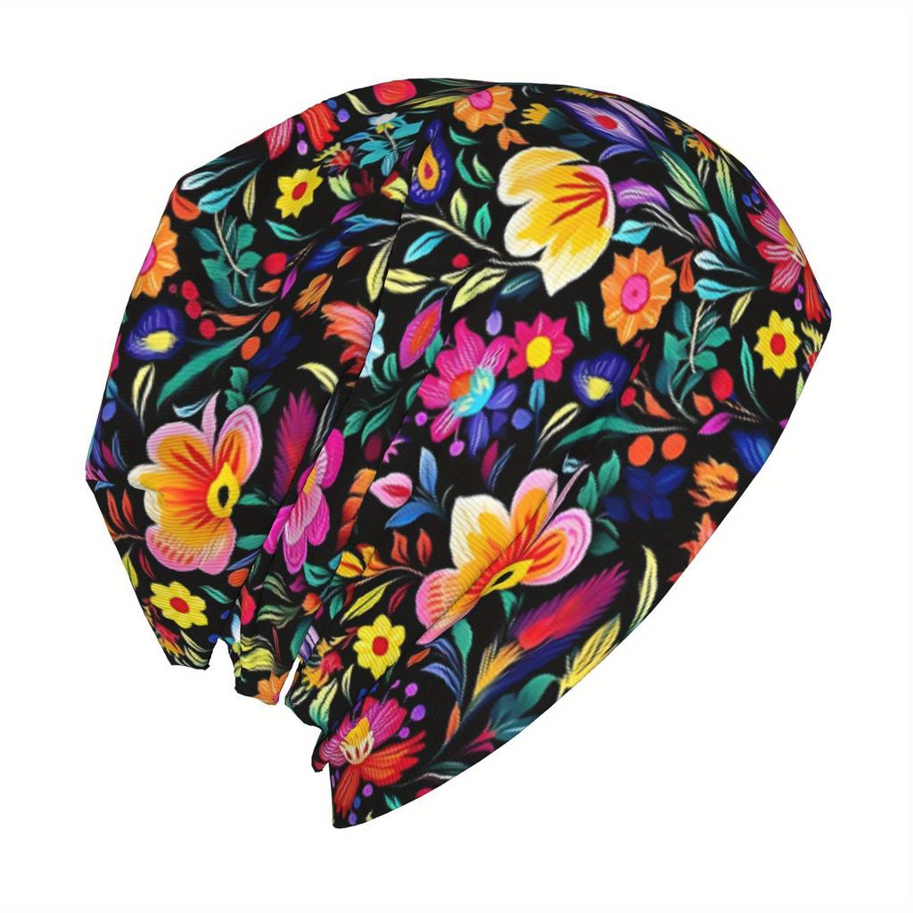 Mexican Floral Boho Pattern Skull Cap Unisex Hip Hop Beanie Hat