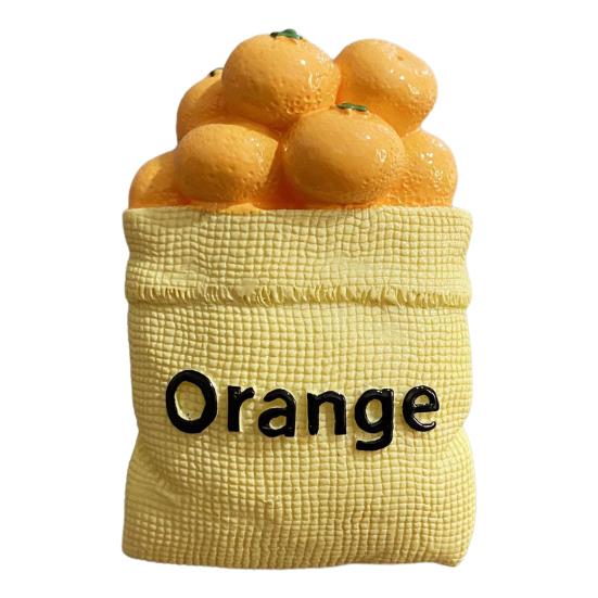 

3D Simulated Food Refrigerator Magnet Resin Fruit Bread Fridge Magnet Home Kitchen Office Whiteboard Locker Magnetic Decoration Orange