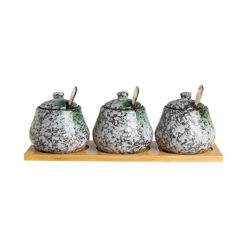 Ceramic Seasoning Jar Set Spice Jar Seasoning Bottle Salt Shaker Spice Container Seasonings Box Kitchen Organizer Storage Jar