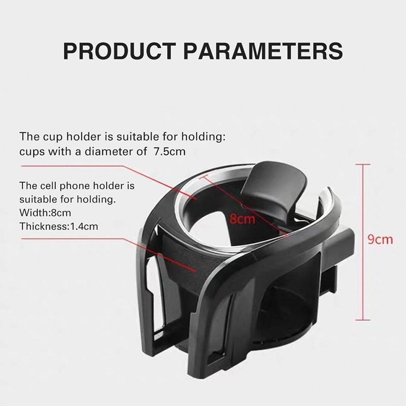 2 in 1 Car Cup Holder Phone Holder for Air Vent Multifunctional Beverage Stand Adjustable Organizer for Road Trips and Commuting