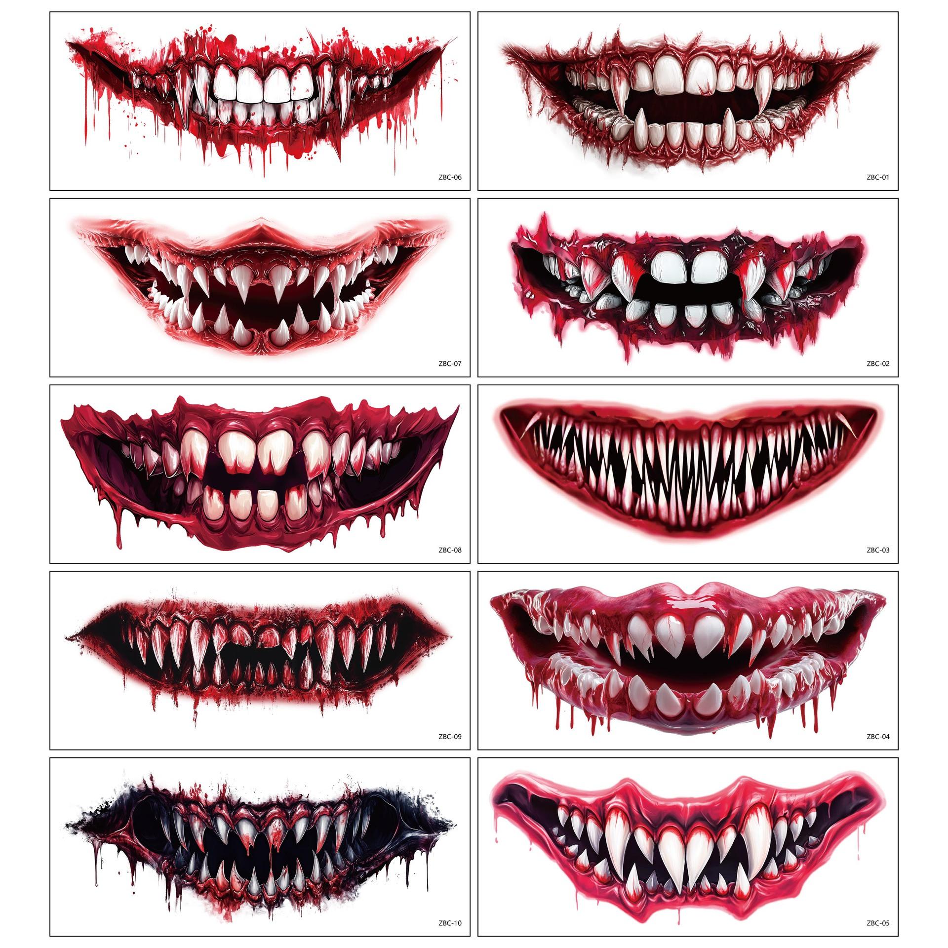 

Fancyfamily 10pcs Blood Mouth Tattoo Stickers Halloween Party Carnival Bloody Horror Makeup Tattoo Stickers