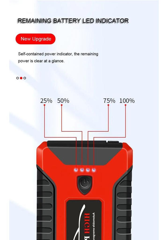 Outdoor Car Jump Starter & Power Bank: 12V High-Capacity Battery for Strong Emergency Starts
