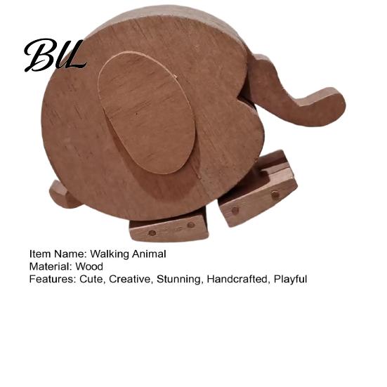 Kids Wooden Animal Toy Handmade Walking Figurine Educational Rabbit Elephant Turtle Creative Play Statue Funny Mechanical Kinetic Sculpture for Girls