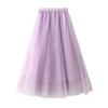 Women's Tulle Skirt Elastic High Waisted A-Line Layered Flowy Long Skirts Pleated Mesh Midi Skirts for Women Casual Beach Ruffle Skirts for Party