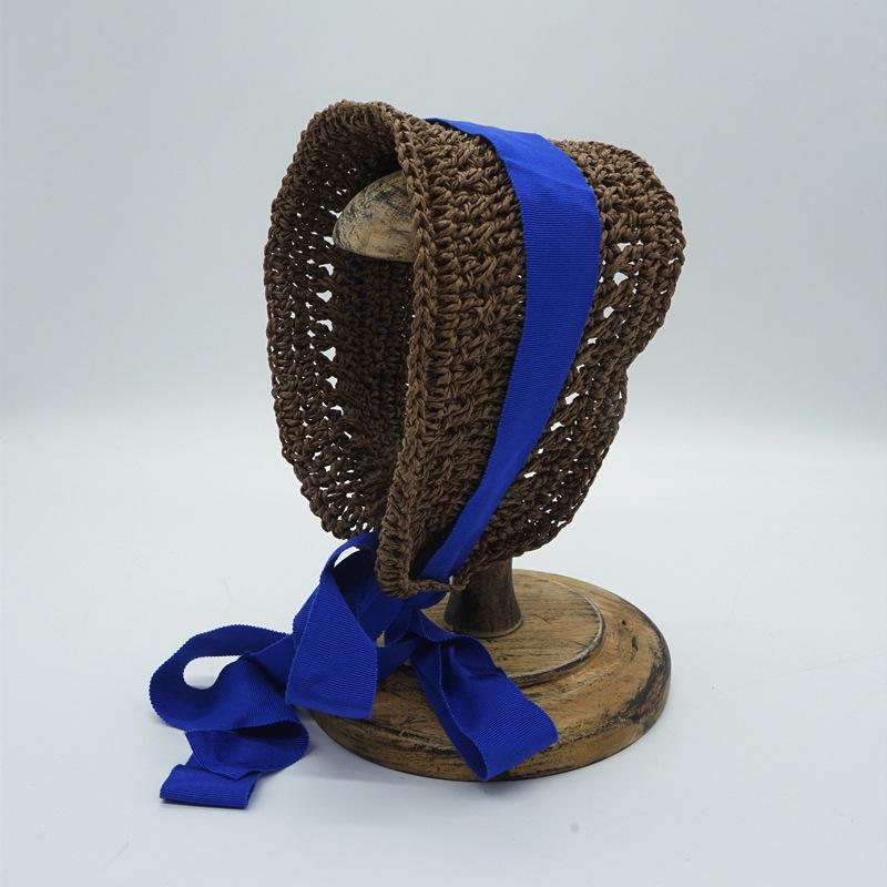 Japanese French Retro Hand-Woven Lace-Up Hair With Hat Female Spring Summer Vacation Cute Sweet Little Fresh