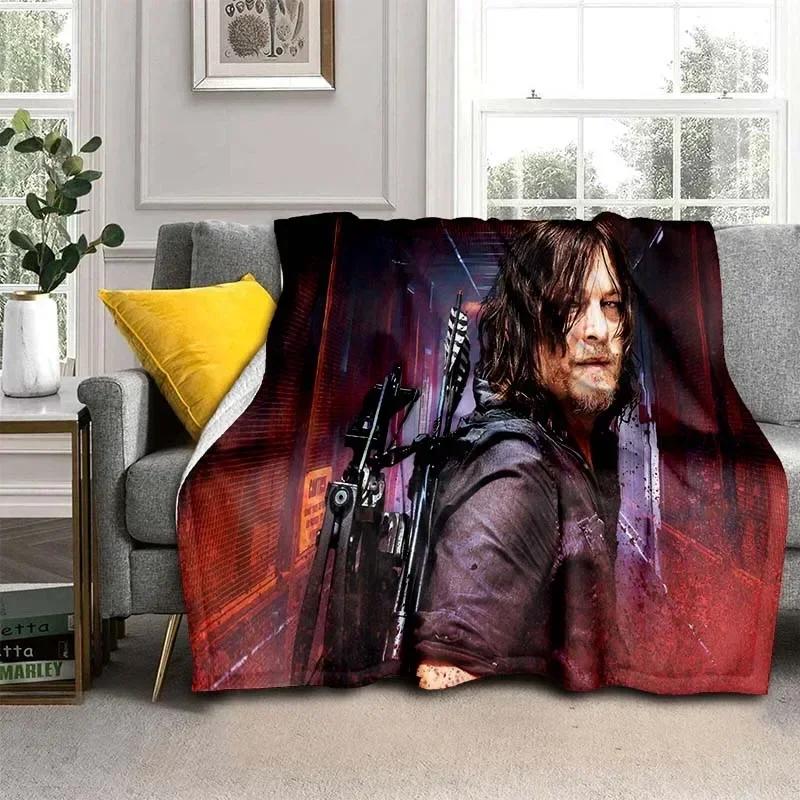Daryl Dixon Walking Dead Movie Flannel Blanket,Warm and Soft Blanket  For Couch Sofa Office Home Travel Camping Birthday Gift
