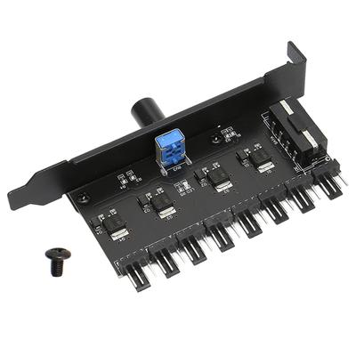 PC Fan Hub 8 Channels Knob Cooling Fan Speed Controller for CPU Chassis Hard Drive VGA PWM Fan PCI Bracket