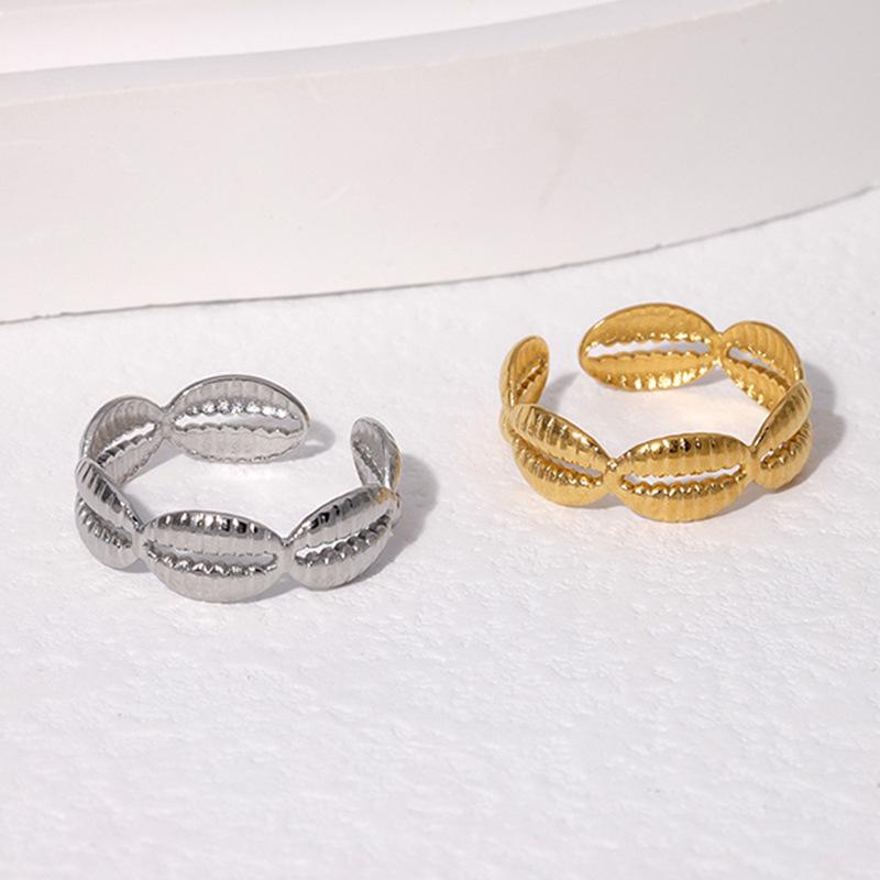 Stainless Steel Shell Rings For Women Girls Aesthetic Gold Color Finger Ring  Trend Summer Wedding Jewelry Beach Gift Bague
