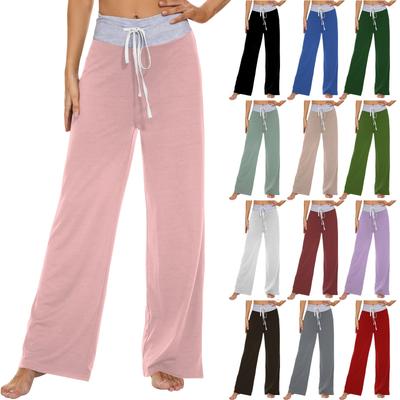Women's Fashion Casual Comfortable Pajama Pants Printed Drawstring Wide Leg Pants Trousers