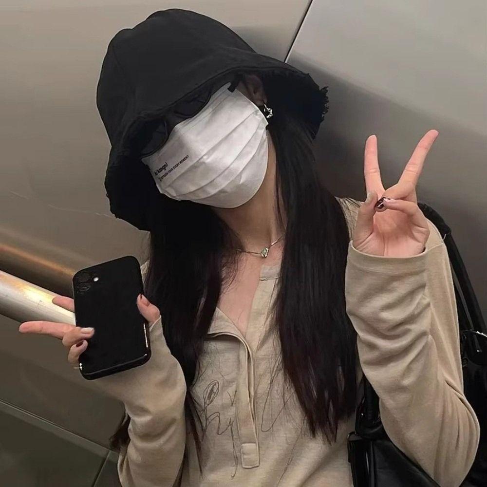 Foldable Fisherman Hat Oversized Brim Sun Protection Cap Casual Bucket Hat  Unisex