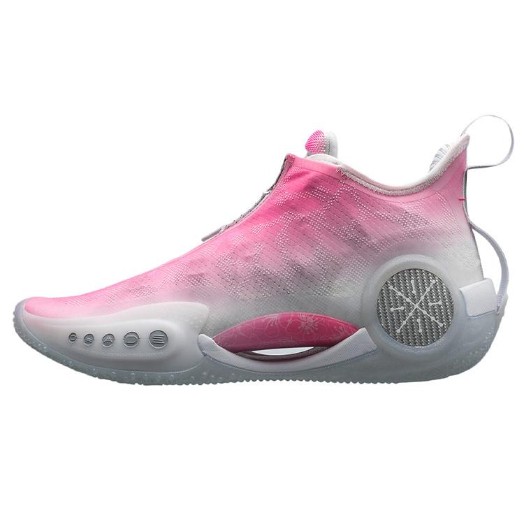 

New LINING WOW 9 Basketball Shoes Men Low Top Neon Glow Pink/Standard White ABAR119-6 40