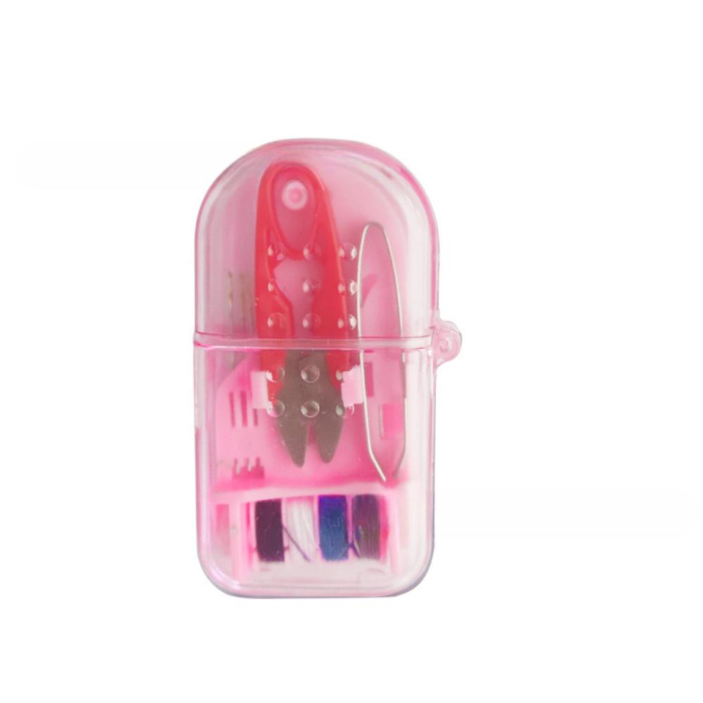Exquisite and Portable Mini Travel Macaron Color Plastic Household Sewing Box Kit Needle Thread Scissors Sewing Tool