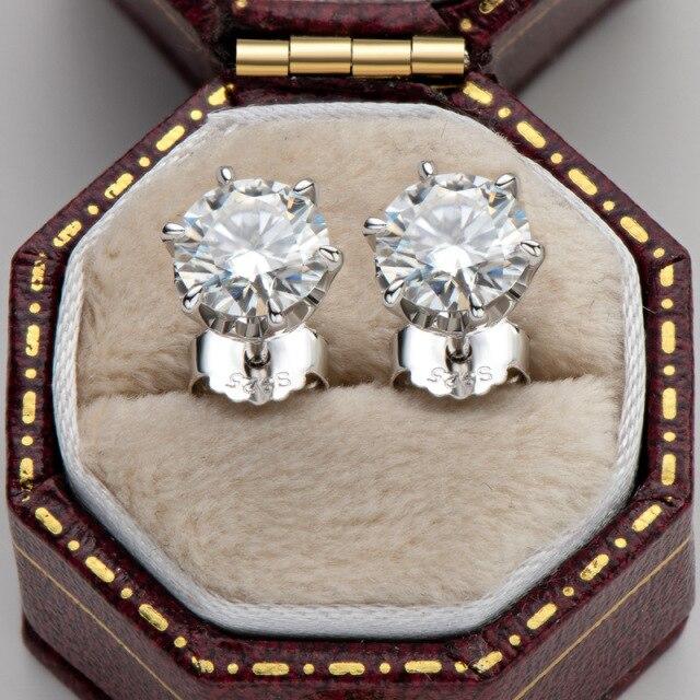 Real 1 Ct Moissanite Women Stud Earrings 100 % Color Sparkling Bridal Gathering Wedding Occasion Gold Color Earrings JewelryTrendy
